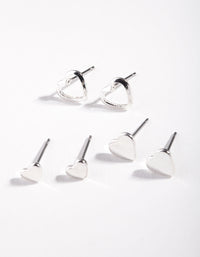 Silver Mixed Heart Stud Earring 3 Pack - link has visual effect only