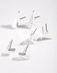 Silver Angular Stud Earring 3 Pack - link has visual effect only