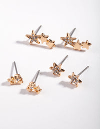 Gold Star Cluster Mix Stud Earring 3 Pack - link has visual effect only