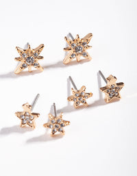 Gold Galaxy Star Mix Stud Earring 3 Pack - link has visual effect only