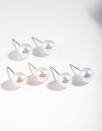 Multi Coloured Pearl Bead Earring 3 Pack - link has visual effect only