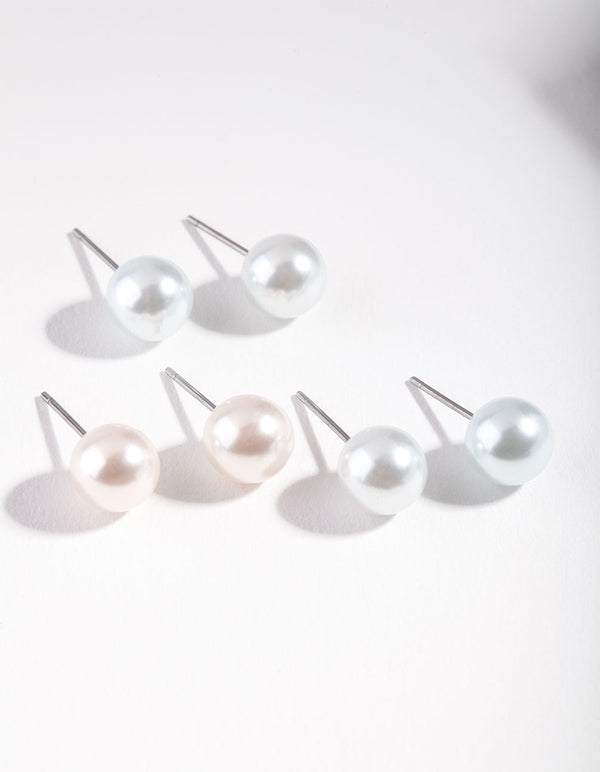 Multi Coloured Pearl Bead Earring 3 Pack