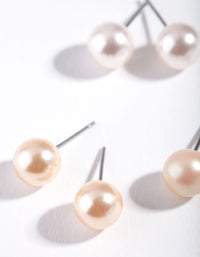 Pearl Mixed Triple Stud Earrings - link has visual effect only