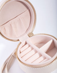 Beige Round Jewellery Box - link has visual effect only