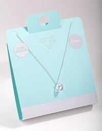 Sterling Silver 2 Carat Cubic Zirconia Pendant Necklace - link has visual effect only