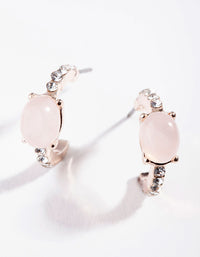 Rose Gold Semi-Precious Rose Quartz Huggie Earrings - link has visual effect only