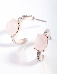 Rose Gold Semi-Precious Rose Quartz Huggie Earrings - link has visual effect only