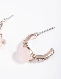 Rose Gold Semi-Precious Rose Quartz Huggie Earrings - link has visual effect only