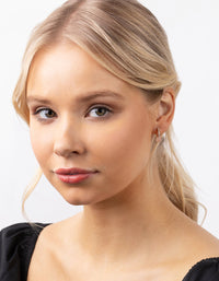 Rose Gold Semi-Precious Rose Quartz Huggie Earrings - link has visual effect only