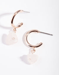 Rose Gold Rose Quartz Stone Hoop Earrings - link has visual effect only