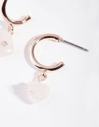 Rose Gold Rose Quartz Stone Hoop Earrings - link has visual effect only
