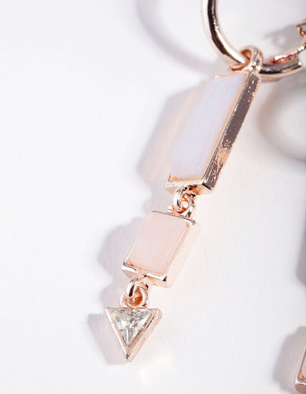 Rose Gold Moonstone Rose Quartz Earrings