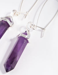 Silver Open Wire Amethyst Hoop Earrings - link has visual effect only