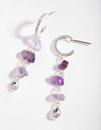Silver Multi Amethyst Drop Earrings - link has visual effect only