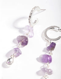Silver Multi Amethyst Drop Earrings - link has visual effect only