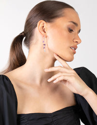 Silver Multi Amethyst Drop Earrings - link has visual effect only
