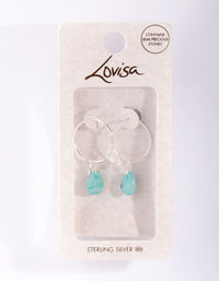 Sterling Silver Amazonite Celestial Charm Hoop Earrings - link has visual effect only