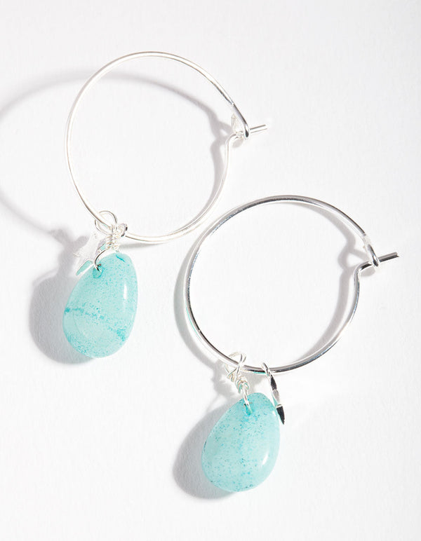 Sterling Silver Amazonite Celestial Charm Hoop Earrings