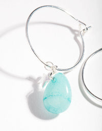 Sterling Silver Amazonite Celestial Charm Hoop Earrings - link has visual effect only