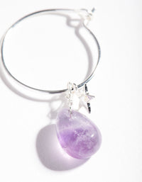 Sterling Silver Amethyst Celestial Charm Hoop Earrings - link has visual effect only