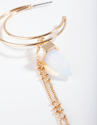 Gold Tassel Hoop Moonstone Drop Earrings - link has visual effect only