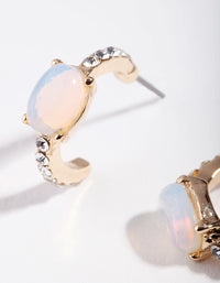Gold Purple Moonstone Huggie Earrings - link has visual effect only