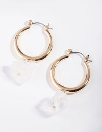 Gold Crystal Rock Hoop Earrings - link has visual effect only