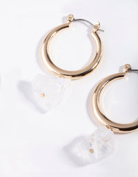 Gold Crystal Rock Hoop Earrings - link has visual effect only