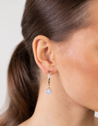 Gold Reflective Moonstone Hoop Drop Earrings - link has visual effect only