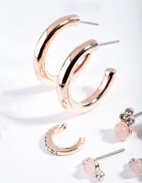 Rose Gold Classic Rose Quartz Ear Stack - link has visual effect only