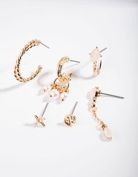Gold Textured Moonstone Ear Stack - link has visual effect only