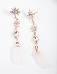 Rose Gold Rose Quartz Star Earrings - link has visual effect only