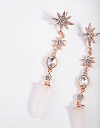 Rose Gold Rose Quartz Star Earrings - link has visual effect only