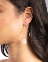 Rose Gold Rose Quartz Teardrop Stone Earrings - link has visual effect only