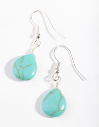 Silver Green Turquoise Teardrop Earrings - link has visual effect only