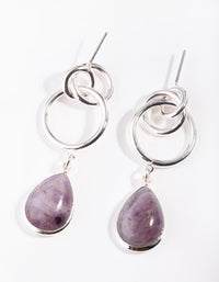 Silver Amethyst Multi Ring Stone Earrings - link has visual effect only
