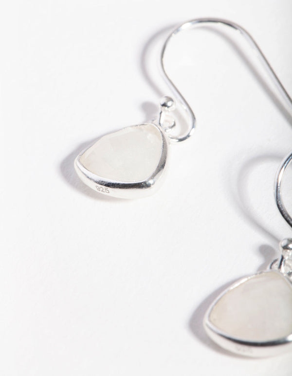 Sterling Silver Moonstone Bezel Drop Earrings