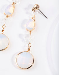 Gold Moonstone Faceted Stone Drop Earrings - link has visual effect only