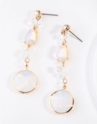 Gold Moonstone Faceted Stone Drop Earrings - link has visual effect only