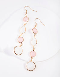 Gold Facet Cut Rose Quartz Stone Earrings - link has visual effect only