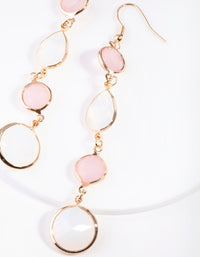 Gold Facet Cut Rose Quartz Stone Earrings - link has visual effect only
