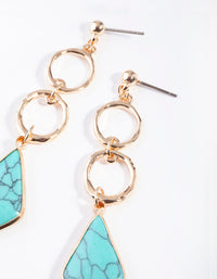 Gold Blue Turquoise Stone Drop Earrings - link has visual effect only