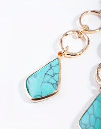 Gold Blue Turquoise Stone Drop Earrings - link has visual effect only