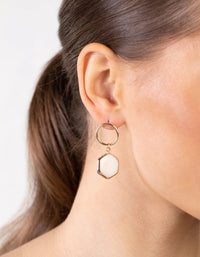 Gold Hexagon Shell Earrings - link has visual effect only