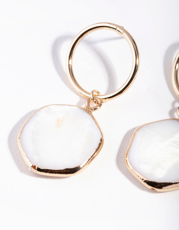 Gold Hexagon Shell Earrings
