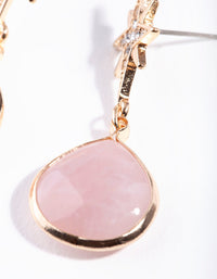 Gold Rose Quartz Star Stone Earrings - link has visual effect only