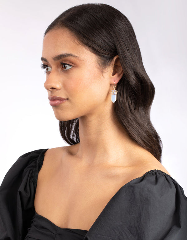Gold Coil Wrap Moonstone Earrings