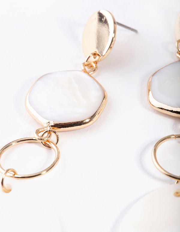 Gold Shell Drop Earrings