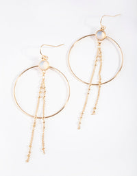 Gold Moonstone Tassel Circle Earrings - link has visual effect only