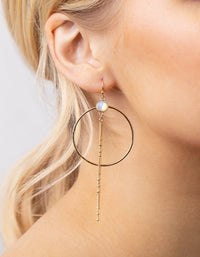 Gold Moonstone Tassel Circle Earrings - link has visual effect only